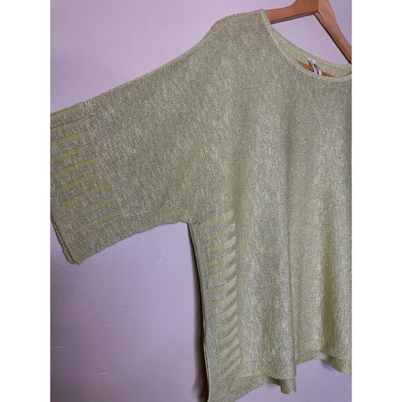 by Anthropologie  Alicia Shimmer Pullover Lime Green Linen Blend XS - Picture 3 of 6